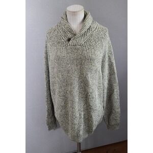 Emerald Isle Weaving Sweater Large Oatmeal Marl Wool Blend Shawl Collar Men Knit
